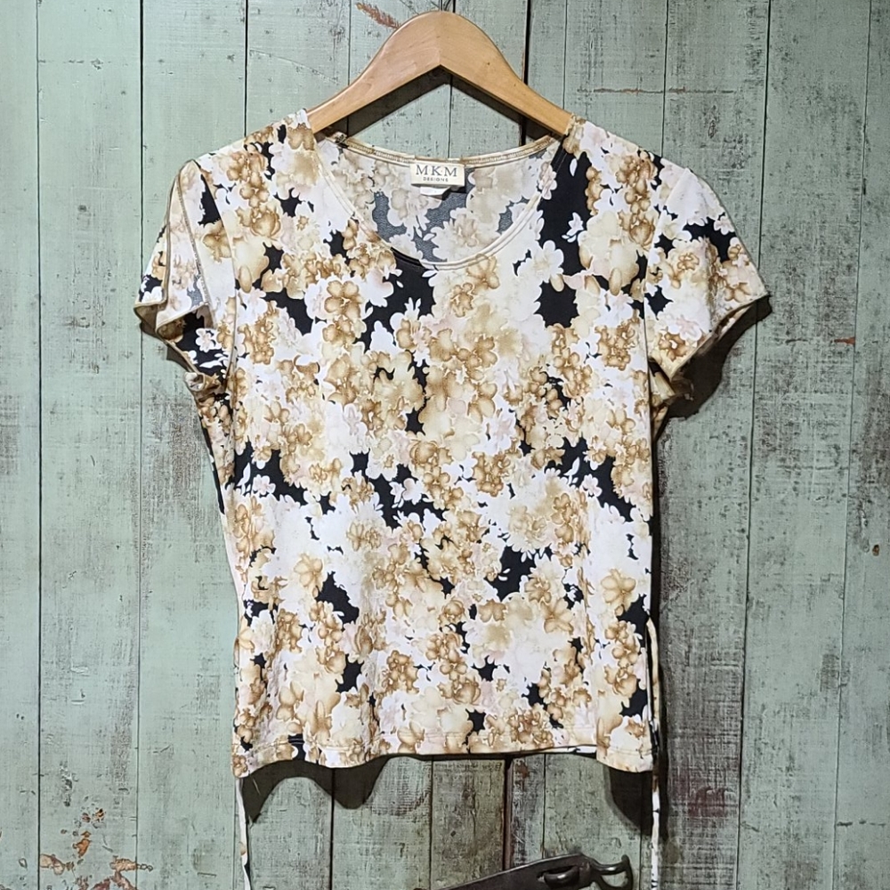 MKM floral cropped tie back blouse